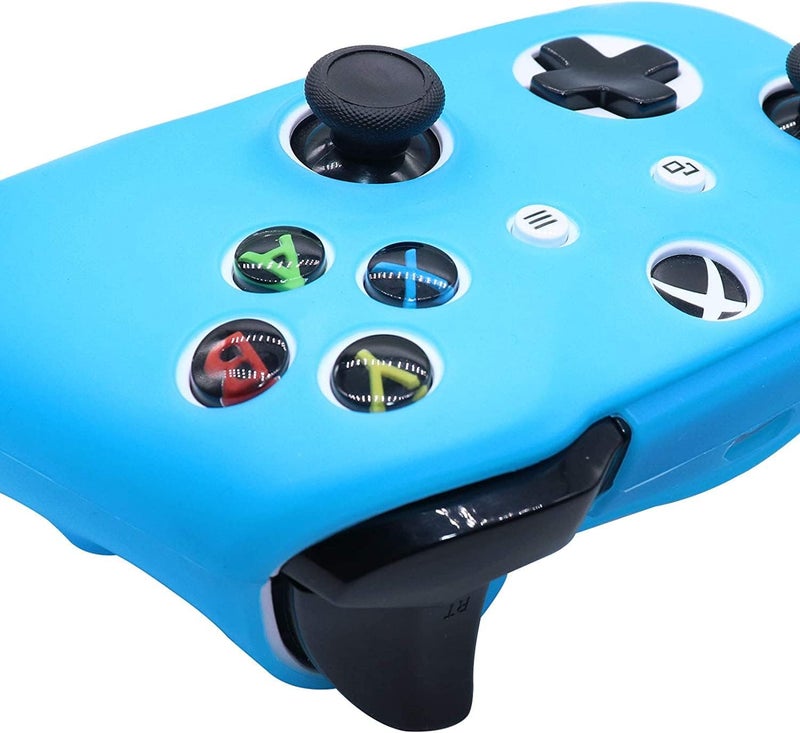 HLRAO Blue Silicone Cover Skin for Xbox One S/X Controller Glow in The Dark Anti-Slip Soft Rubber Case Protector Accessories Set with 8 Glow in The Dark Thumb Grips Caps + 2 Cute Cat Paw Caps. - Image 4